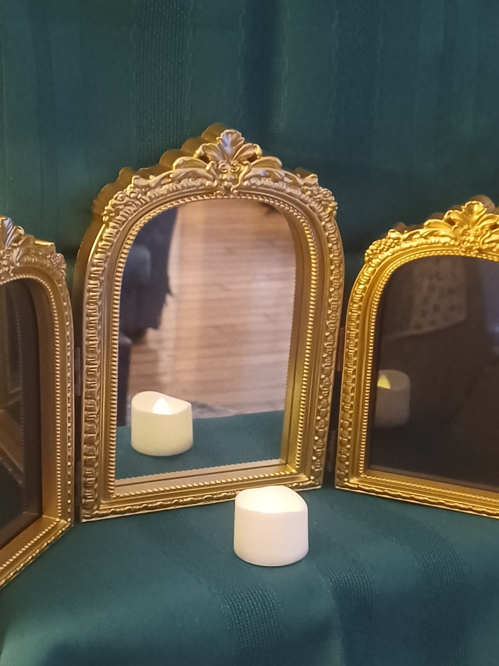 Ornate Gold Arch Wall Mirror With 2 Frames Elegant Home Wall Decor